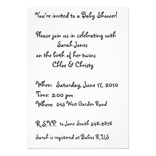 Twin bears baby shower invitation