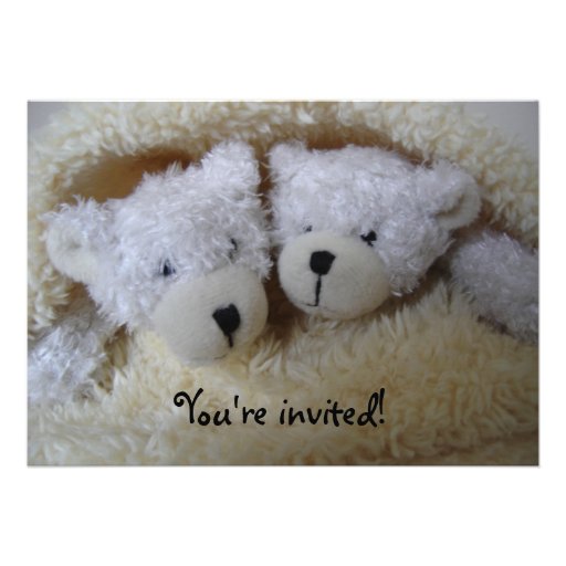 Twin bears baby shower invitation