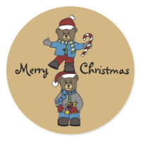 twin bears in coats sticker sticker
