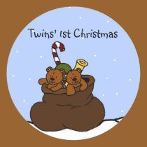 twin bears in santa sack stickers