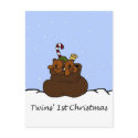twin bears in santas sack postcards