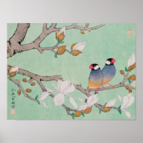 Twin Birds in the Branches Poster