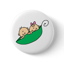 Twin Boy and Girl in Pea Pod buttons by new_baby Twin Boy and Girl in Pea Pod buttons