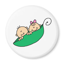 Twin Boy and Girl in Pea Pod magnets by new_baby Twin Boy and Girl in Pea Pod magnets