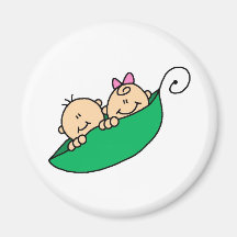 Twin Boy and Girl in Pea Pod Magnets