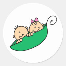 Twin Boy and Girl in Pea Pod Stickers