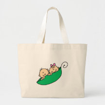 Twin Boy and Girl in Pea Pod Tote Bag