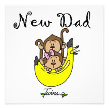 Twin Boy and Girl New Dad Gifts Personalized Invitation
