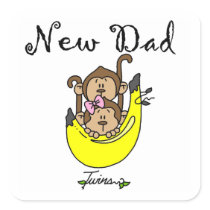 Twin Boy and Girl New Dad Gifts Stickers