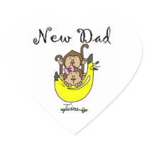 Twin Boy and Girl New Dad Gifts Heart Stickers