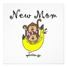 Twin Boy and GIrl New Mom Gifts Personalized Invitation