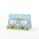 Twin boy babies greeting card