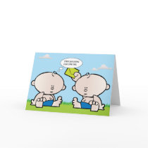 Twin boy babies greeting card