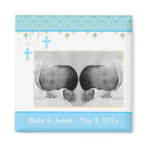 Twin Boy Baptism/Christening Favor - Photo Magnet