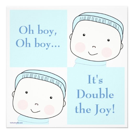 Twin Boy Blue Couples Baby Shower Invitation