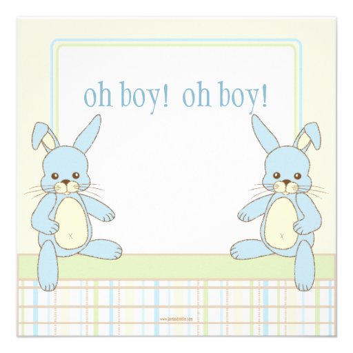 Twin Boy Bunny Rabbits Baby Shower Invitation