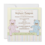 Twin Boy Girl Teddy Bears Baby Shower Invitation