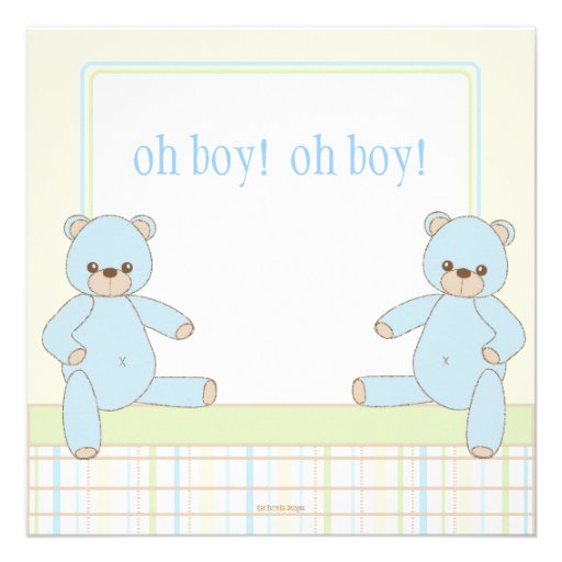 Twin Boy Teddy Bears Baby Shower Invitation