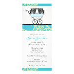 Twin Boys Baby Shower Invitation - Baby Carriage