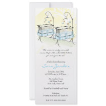 Twin Boys Baby Shower Invitation - Baby Cribs