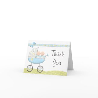 Twin Boys Baby Shower Thank You Card