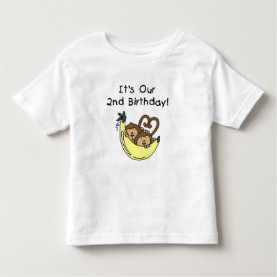 Twin Boys Banana Monkey 2nd Birthday Shirts