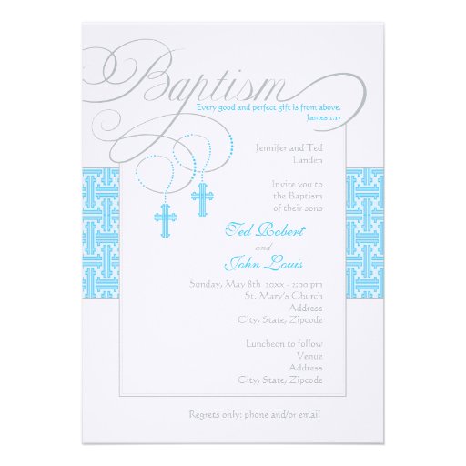 Twin Boys Baptism Invitation (front side)