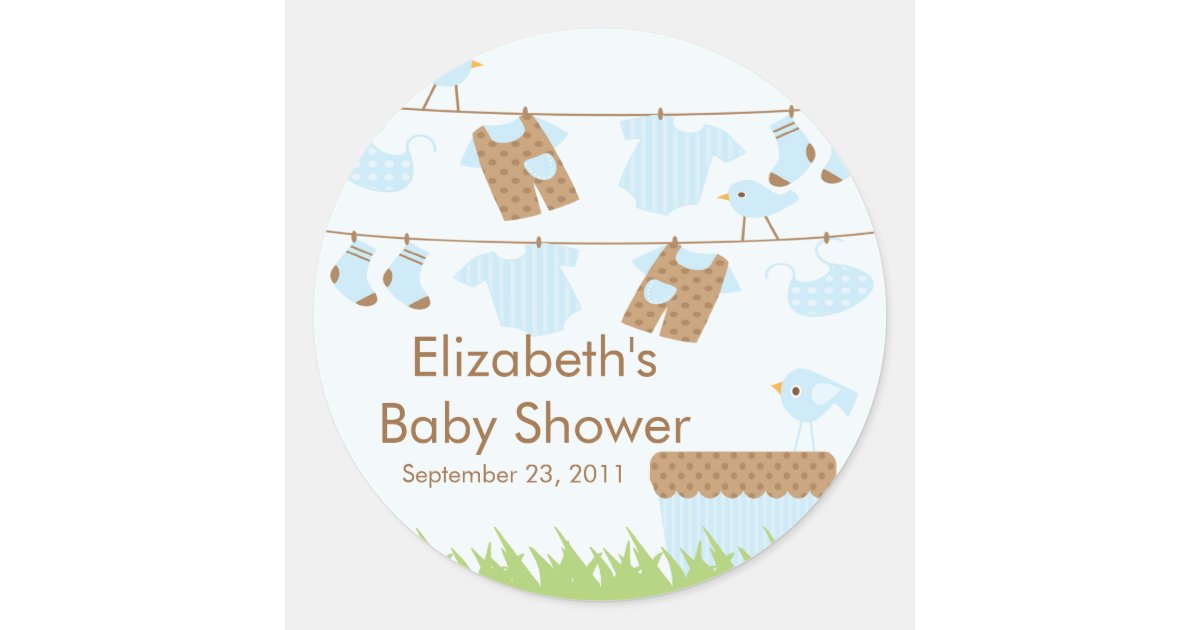 Twin Boys Clothesline Baby Shower Sticker Zazzle