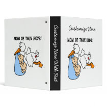 Twin Boys Mom Stork Gifts Vinyl Binder