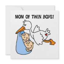 Twin Boys Mom Stork Gifts Custom Invitation