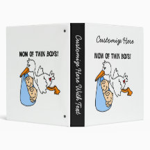 Twin Boys Mom Stork Gifts Vinyl Binder