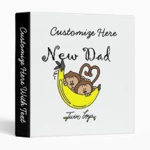 Twin Boys Monkeys New Dad Gifts 3 Ring Binder