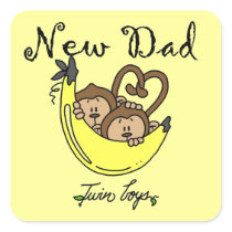 Twin Boys Monkeys New Dad Gifts Sticker