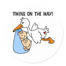 Twin Boys on the Way Round Stickers