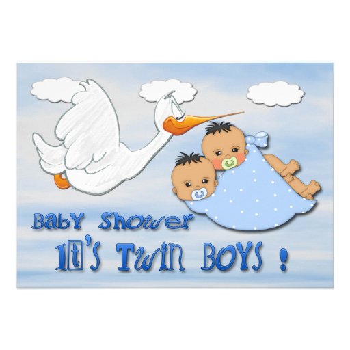 Twin Boys - Stork Baby Shower Invitations