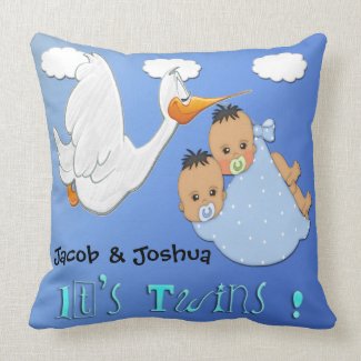 Twin Boys - Stork Keepsake Pillow