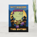 twin brother birthday halloween card with cute fra card
