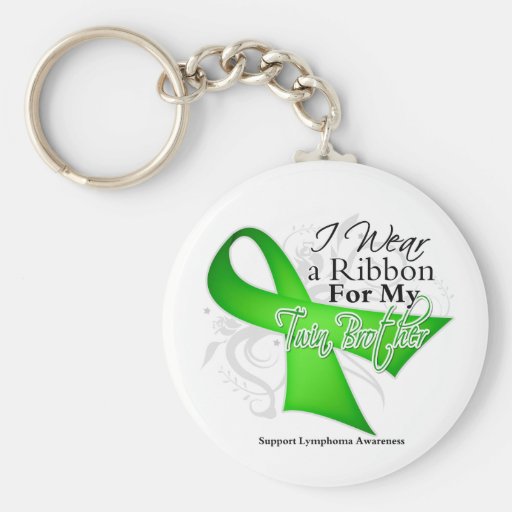 Twin Brother Lime Green Ribbon - Lymphoma Keychain