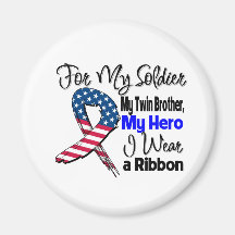 Twin Brother - My Soldier, My Hero Patriotic Ribbo Refrigerator Magnet