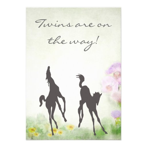 Twin Foals Horse Baby Shower Invitation