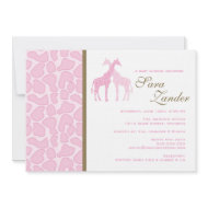Twin Giraffes Baby Shower Invitation - Girls invitation