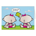 Twin Girl Babies Birth Announcement Birthday Card
