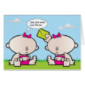 Twin Girl Babies Birth Announcement Birthday Card