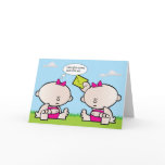 Twin girl babies greeting card