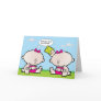 Twin girl babies greeting card