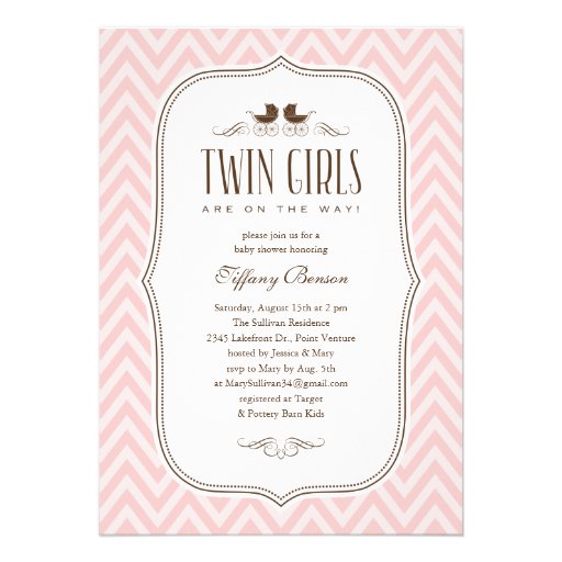 Twin Girl Baby Shower Invitations (front side)