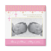 Twin Girl Baptism/Christening Favor - Photo Magnet