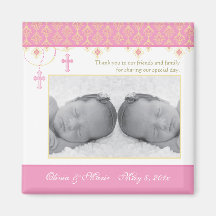 Twin Girl Baptism/Christening Favor - Photo Magnet