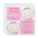 Twin Girl Pink Blocks Baby Shower Invitation