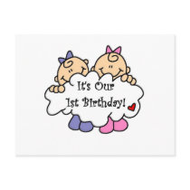 Twin Girls 1st Birthday Tshirts and Gifts postcards by kids_birthdays Twin Girls 1st Birthday Tshirts and Gifts postcards